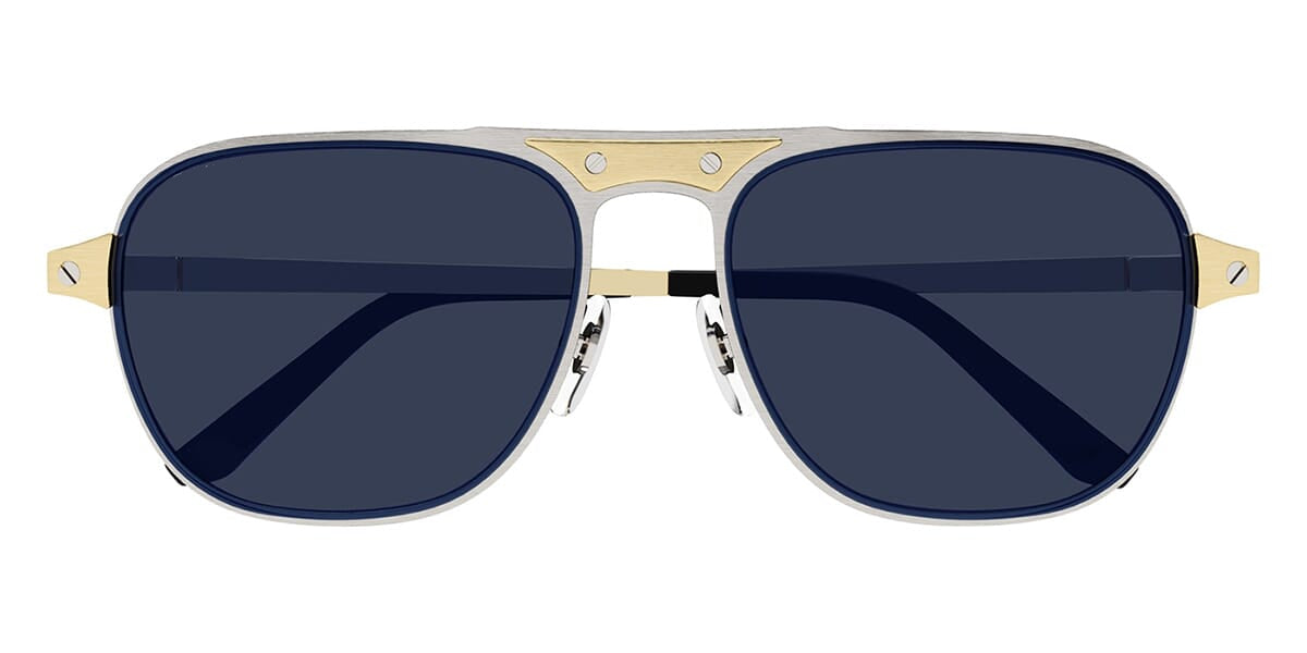 Ct Sunglasses Brushed Silver & Gold – Blue Lenses