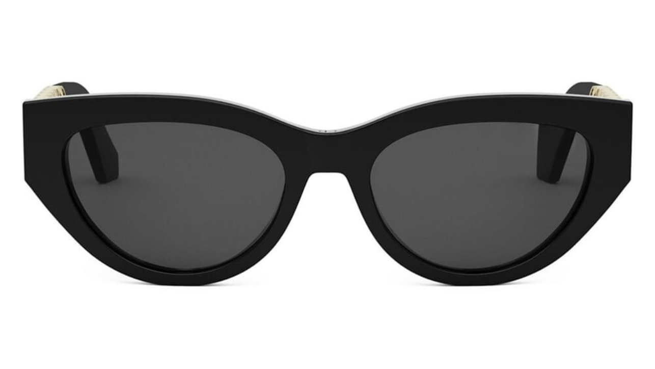 D Cat Eye Black & Gold - Grey Lenses